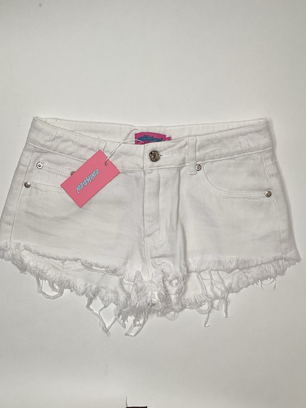 edgier White Denim Frayed Hem Women's Shorts